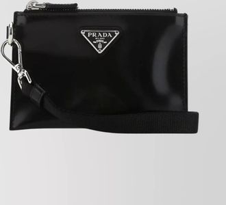 Prada leather zip-up clutch bag