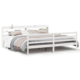 Berkfield Home Bed Frame with Headboard without Mattress White 180x200 cm Super King