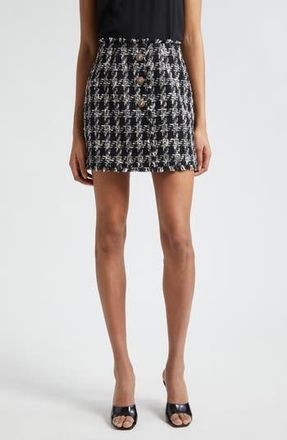 Cinq &agrave; Sept Adrienne Cotton Blend Tweed Miniskirt in Black/Ivory at Nordstrom Rack, Size 0