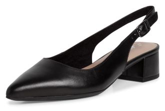 Tamaris Slingpumps TAMARIS, Damen, Gr. 36, schwarz, Leder, Schuhe Slingpumps, Abendschuh, Sommerschuh, Blockabsatz, mit Touch It-Ausstattung