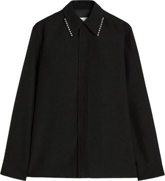 Jil Sander Wollen Blend Shirt - Heren - Casual Overhemden - Zwart - L - Wol - Overhemden