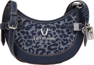 True Religion Blake Leopard Denim Belted Hobo Bag