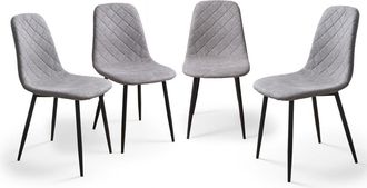 Home Heavenly Pack 4 sillas tapizadas en tela gris patas color negro