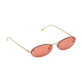 Fendi Accessoires, Dames, Roze, ONE Size, Ovale Zonnebril