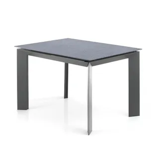 Oresteluchetta Mesa extensible de cristal acabado roca cm. Al.76xp.80xl.120