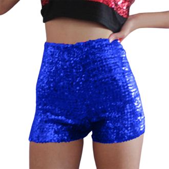 Generic Sequin Shorts Womens Shimmering Rhinestone Concert Outfit for Ladies High Waist Fitted Short Pants Sexy Stage Performance Costume Plus Size Cargo Shor
