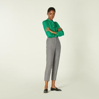 L.k. Bennett Womens Nina Trousers, Black/Cream - Black/White Wool - Size 12 UK