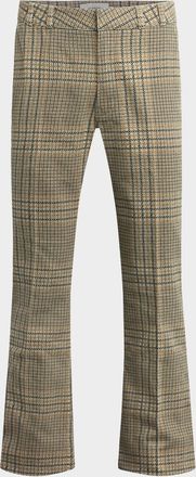 Hudson Mens Walker Cotton Check Flare-Leg Trousers