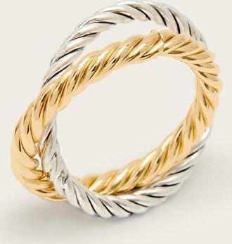 AllSaints Brass Beck Rope Ring Set, Size: L