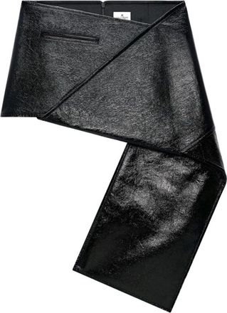 Courr&egrave;ges Zwarte Vinyl Effect Asymmetrische Rok - Dames - Korte rokken - Zwart - XS - Rokken