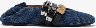 Ganni Blue Sue Triple Ballerina in Denim - Size 10 Organic Cotton