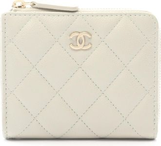 Chanel Gray Leather Coin Purse/Coin Case (Pre-Owned)