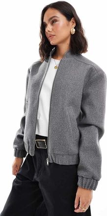 Miss Selfridge brushed oversized bomber jacket in gray