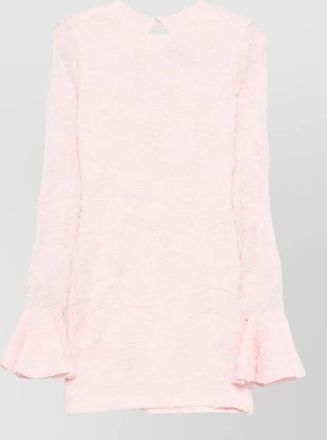 Rotate mesh floral-motif long-sleeve mini dress