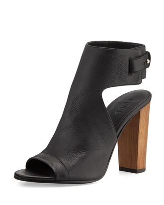 Vince Addie Leather Peep-Toe Booties Size 36