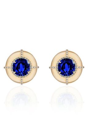 Goshwara Round Medallion Stud Earrings in Blue at Nordstrom