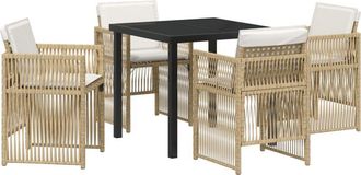 vidaXL Conjunto de Comedor de Jardín 5 pcs Beige Poliratán Vidaxl