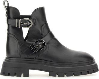 Stuart Weitzman Maverick Bedford Moto Bootie - Dames - Enkellaarsjes - Zwart - 38 EU - Leer - Schoenen