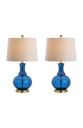 Jonathan Y Designs Lavelle 25 Glass LED Table Lamp in Cobalt Blue at Nordstrom