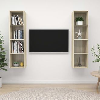 vidaXL Vidaxl - Muebles De Sal&oacute;n De Pared 2 Pzas Madera Ingenier&iacute;a Roble Sonoma