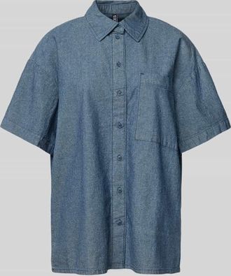 Pieces Relaxed Fit Kurzarmbluse aus reiner Baumwolle Modell MIA in Hellblau, Gr&ouml;&szlig;e XS