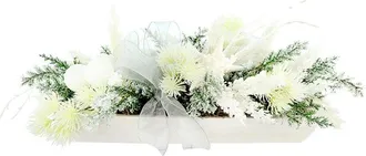 Creative Displays Inc. Handcrafted Coastal Holiday Centerpiece With Flocked Cedar, Ornaments & Starfish