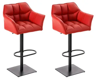 Clp Clp - Set 2 Sgabelli Alti Bar Damaso In Similpelle Rosso Nero