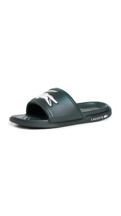 Lacoste Mens Croco Dualist Slides, Dark Green White, 9 UK