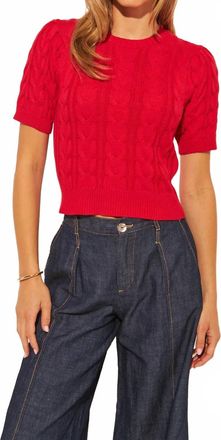 John & Jenn Percy Short Sleeve Sweater In Rouge Red