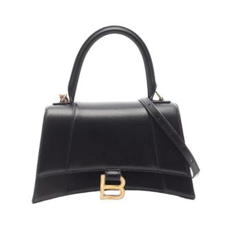 Balenciaga Pre-owned Handbags, female, Black, Size: ONE SIZE Pre-owned Hourglass Small Leather Handbag