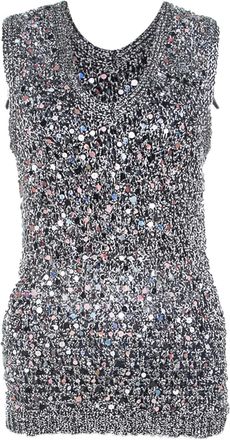 Zac Posen Top smanicato con paillettes Pre-owned - Grigio