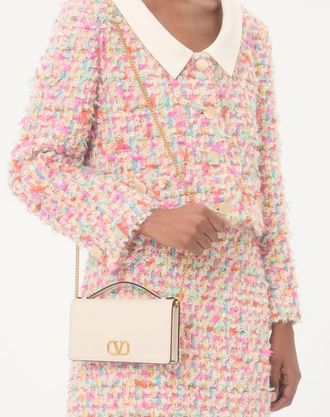 Valentino Garavani Portafoglio Con Catena VLogo Signature In Vitello Granato Donna LIGHT IVORY UNI