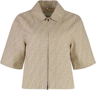 Fendi Giacca con zip e motivo FF - Marrone