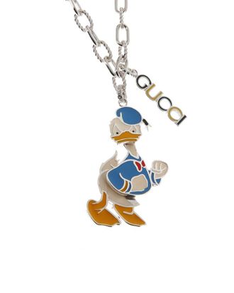 Gucci Silver Donald Duck Enamel Necklace