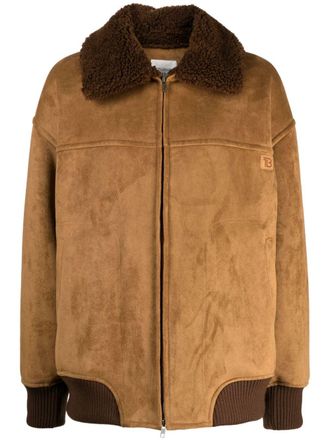 STUDIO TOMBOY contrast-collar faux-suede aviator jacket - women - Artificial Leather/Polyester/Acrylic/Wool/Polyurethane - One Size - Brown