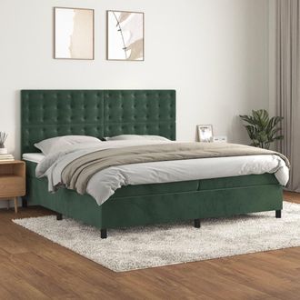 vidaXL Vidaxl - Cama Box Spring Con Colch&oacute;n Terciopelo Verde Oscuro 200x200 Cm