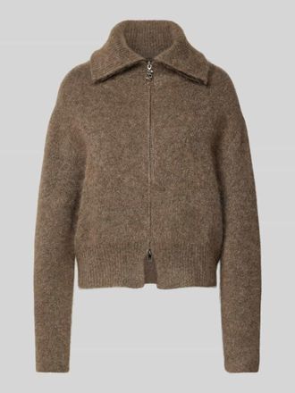 Mos Mosh Strickjacke mit Rei&szlig;verschluss Modell Hulda in Beige, Gr&ouml;&szlig;e XL