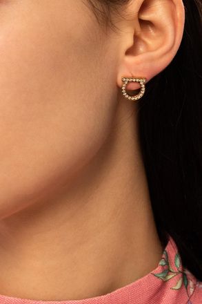 Ferragamo Logo Earrings, Womens, Gold