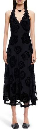Lioness Stars Align Burnout Lace Halter Midi Dress in Burnt Noir Rose at Nordstrom Rack, Size X-Large