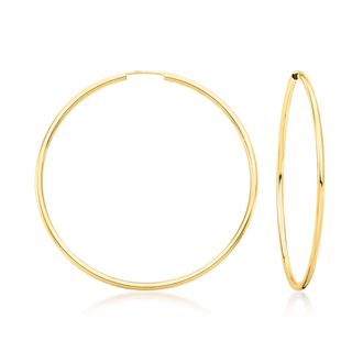Ross-Simons Italian 1.5mm 14kt Yellow Gold Endless Hoop Earrings
