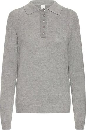 Ichi Polo de punto fino - Knitwear - Mujer - Gris - S