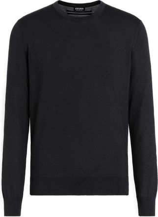 Ermenegildo Zegna Cashseta Light Crewneck - Heren - Cashmere truien - Zwart - S - Kasjmier - Truien & Vesten