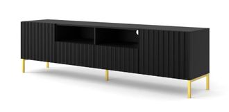 AKL FURNITURE Mueble para TV efecto madera Negro