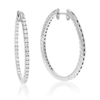 Vir Jewels 1 cttw Lab Grown Diamond Hoops Earrings in Sterling Silver With Hidden Post For Women