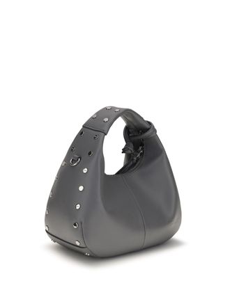 Ganni Leather Hobo Bag - Gray