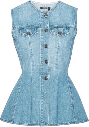 Rotate Flared Denim Top - Dames - Tops zonder mouwen - Blauw - XS - Denim - Tops