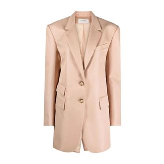 Sportmax Dames, Jassen, Beige, Maat: 4XS Leer
