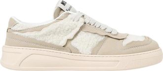 Msgm Faux Shearling Low Top Sneakers - Heren - Sneakers - Beige - 40 EU - Schoenen