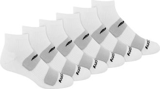 Saucony Mens Multi-Pack Mesh Ventilating Comfort Fit Performance Quarter Socks (6 & 12 Running, White(6 Pairs), Large (Pack of 12)