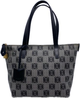 Loewe Dark Navy Leather Pvc Tote Bag (Pre-Owned)